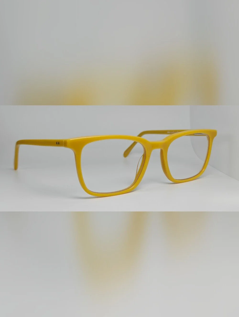 Etched. Mustard Yellow Eyeglass Frames Trendy Color. Rectangular.